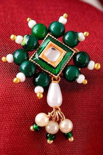 Gold plated Green Beads Nose stud