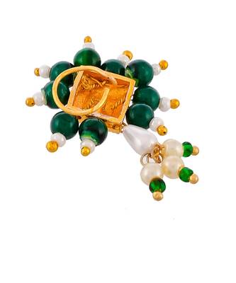Gold plated Green Beads Nose stud 3