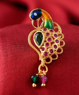 Gold plated Peacock Nose stud 1