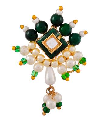Gold plated Green beads Square nath 2