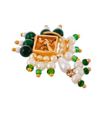 Gold plated Green beads Square nath 3