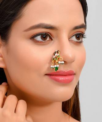 Meenakari ethnic Clip on Nosepin 1