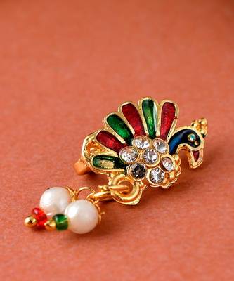 Peacock Goldplated Clip on Nosepin 2