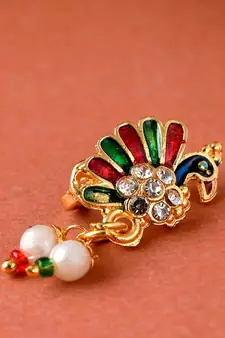 Peacock Goldplated Clip on Nosepin