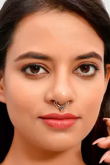 Set of 4 Oxidised Carving Septum Ring