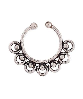 Set of 4 Oxidised Carving Septum Ring 5