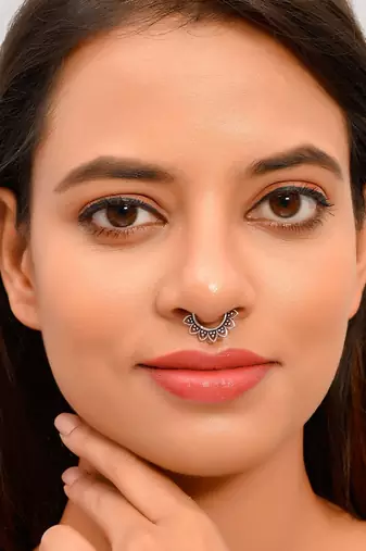Set of 4 Oxidised Septum Ring