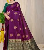 Purple Woven silk blend Saree With Blouse