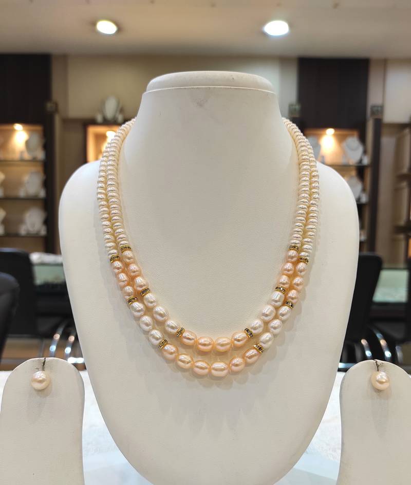 Pink pearl necklace-sets