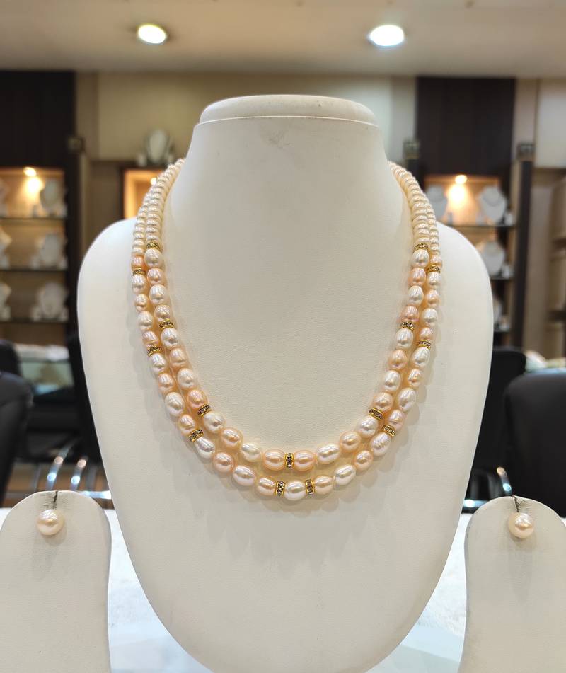 Pink pearl necklace-sets
