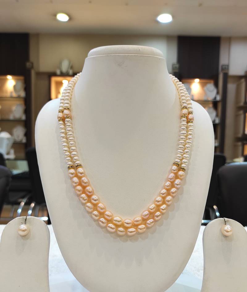 Pink pearl necklace-sets
