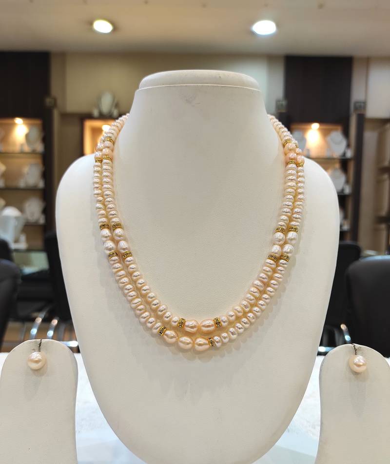 Pink pearl necklace-sets