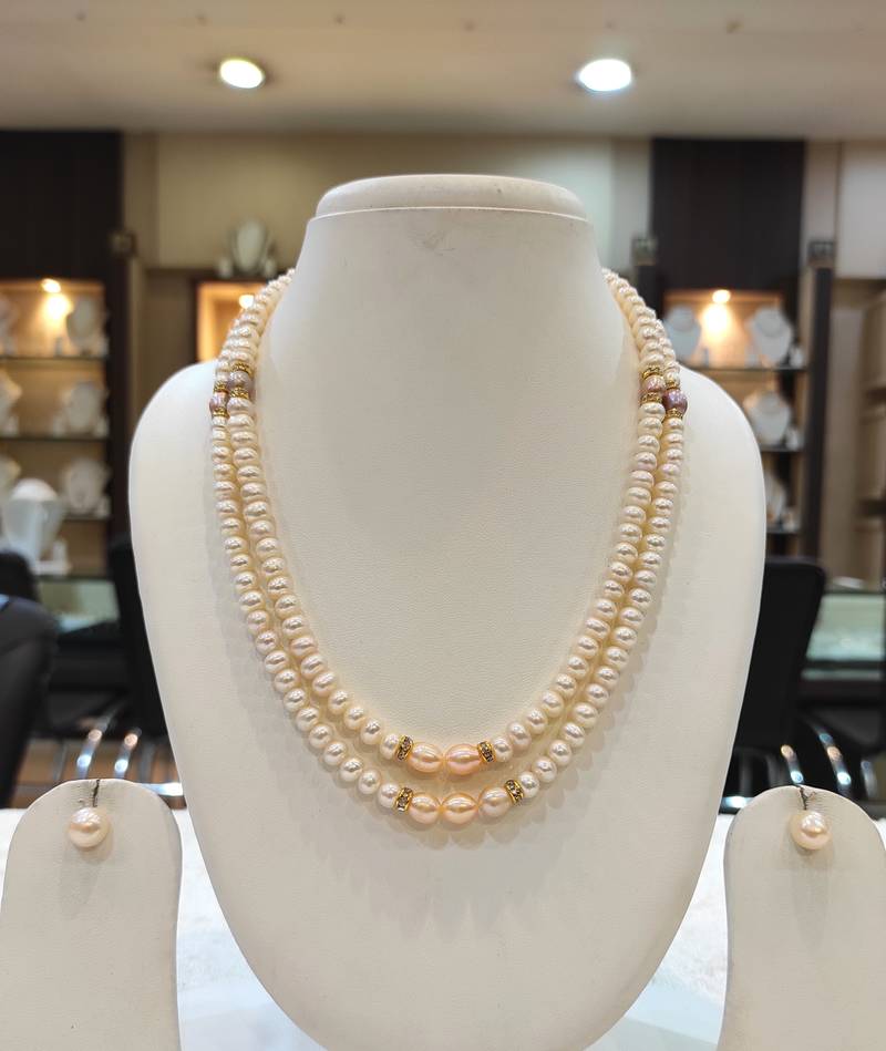 Pink pearl necklace-sets