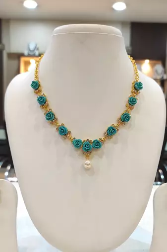 Blue coral necklace-sets