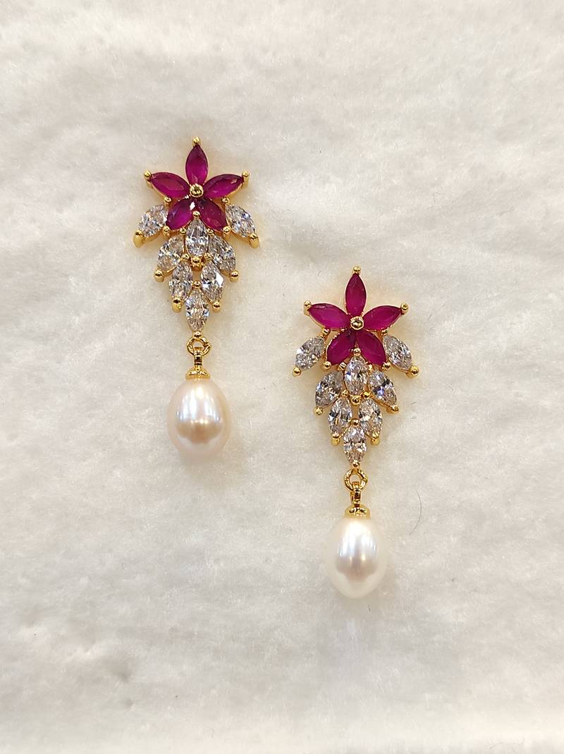 White pearl earrings