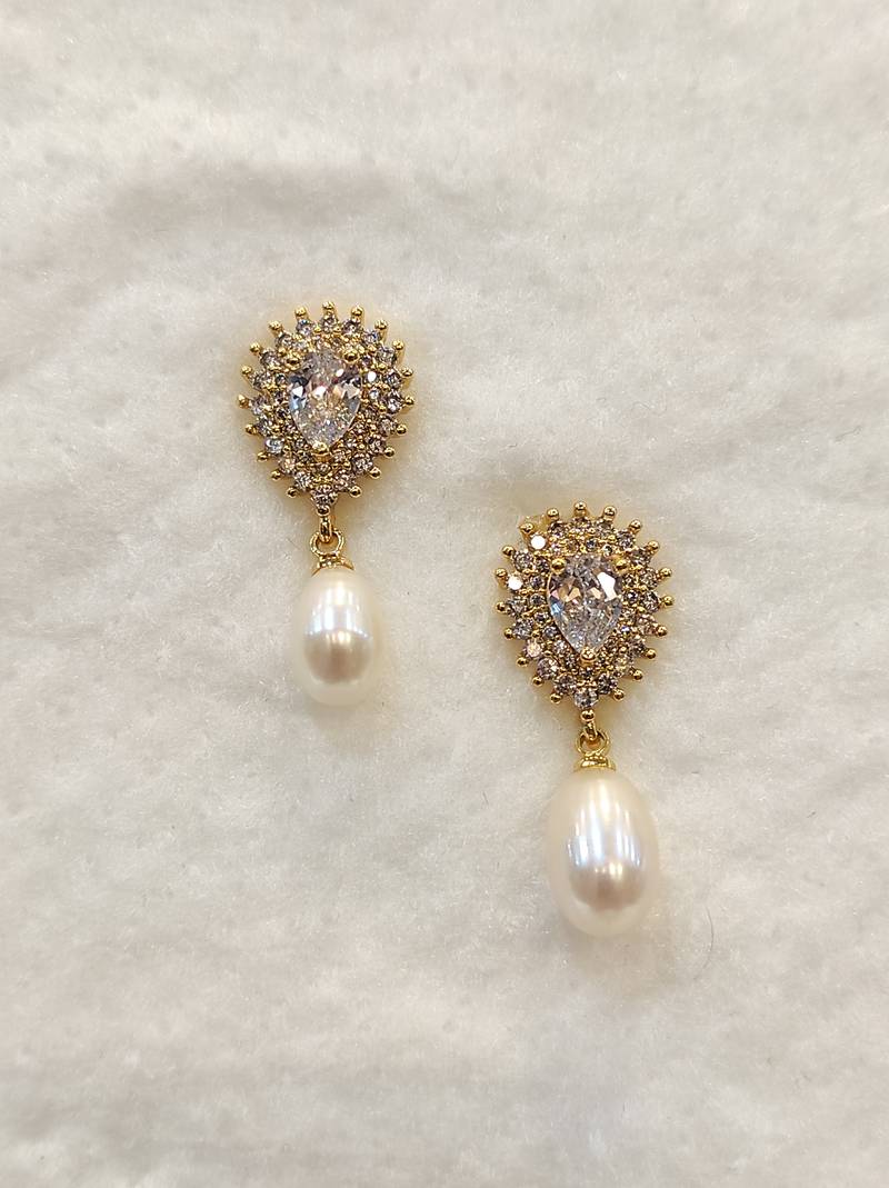White pearl earrings
