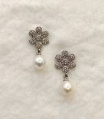 White pearl earrings