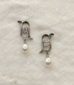 White pearl earrings
