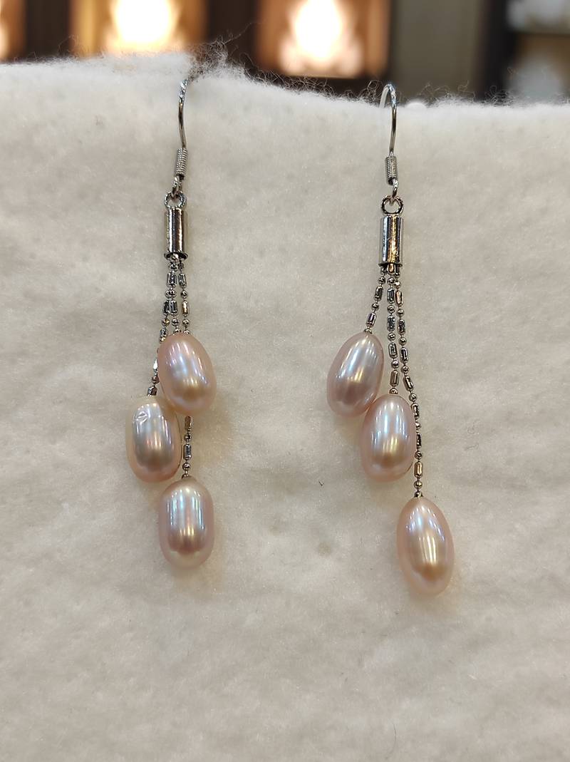White pearl earrings