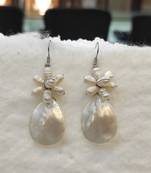 White pearl earrings