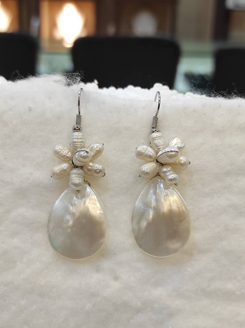 White pearl earrings