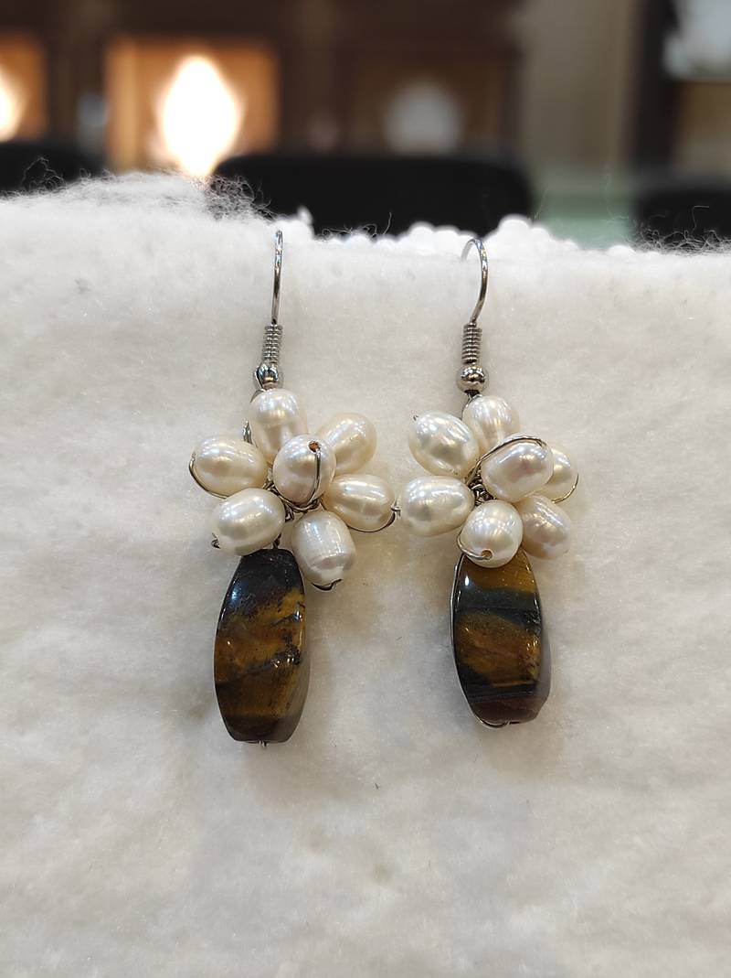 White pearl earrings