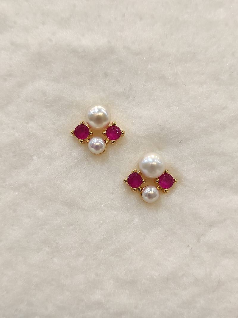 White pearl earrings