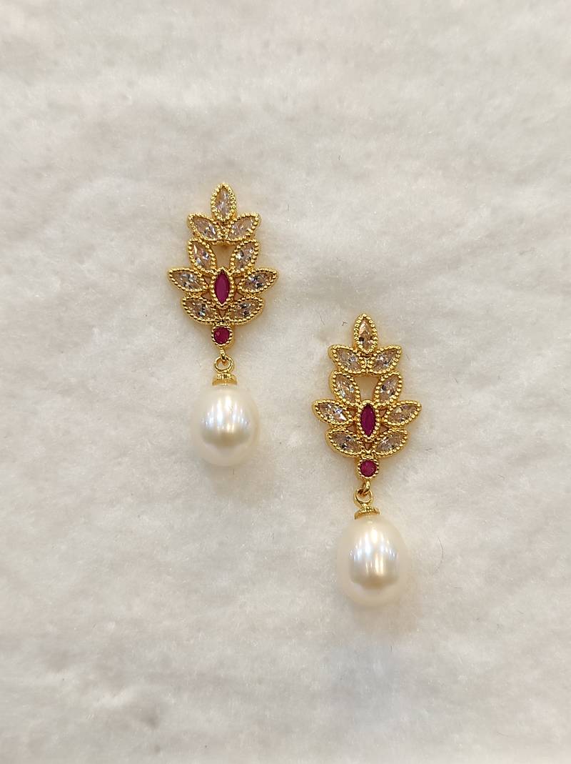 White pearl earrings