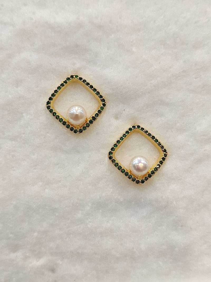 Green pearl earrings