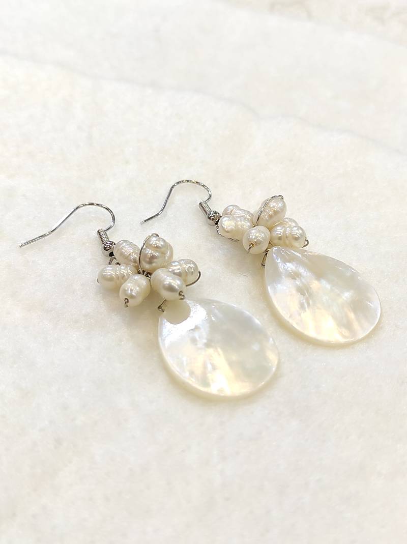 White pearl earrings