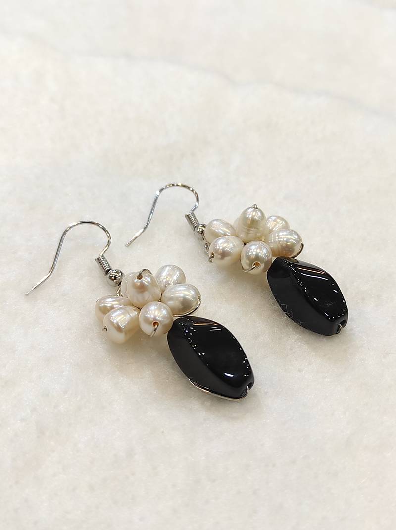 White pearl earrings