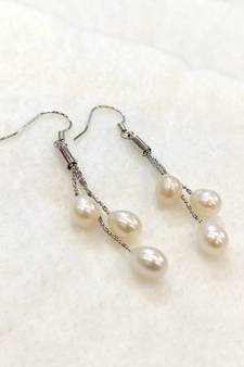 White pearl earrings