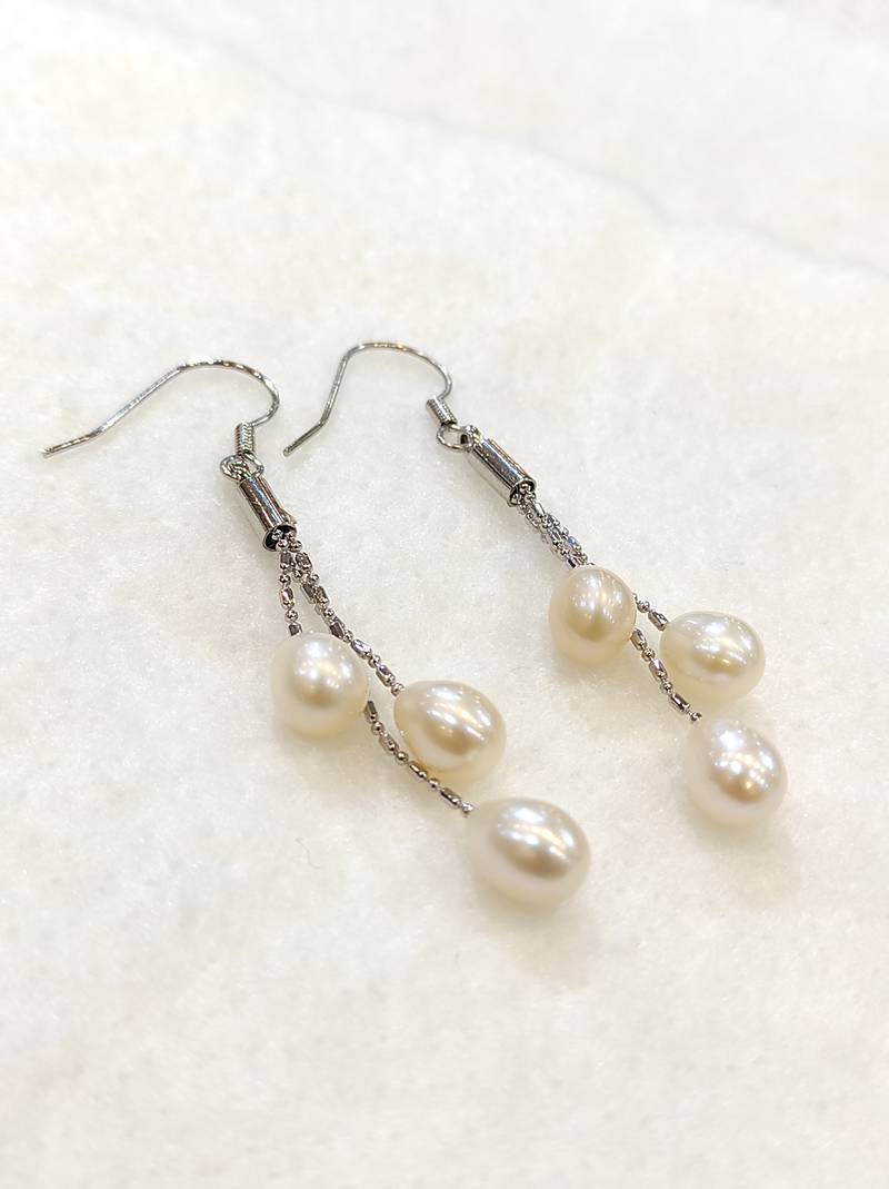 White pearl earrings