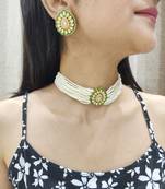 White Pearl Studded Choker Set