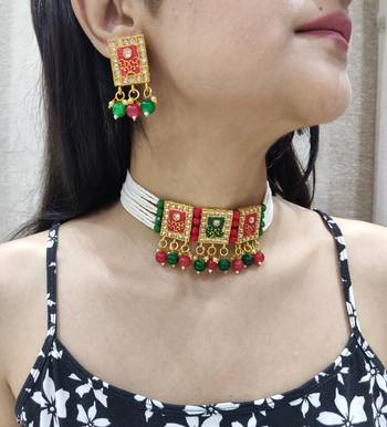 Maroon & Green Choker Set 1