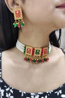 Maroon & Green Choker Set