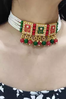 Maroon & Green Choker Set