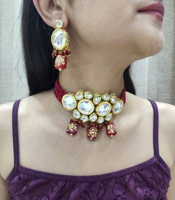 Maroon Kundan Choker Set 1