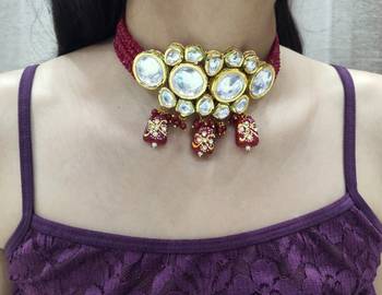 Maroon Kundan Choker Set 2