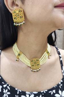 Green Jadau Necklace Set