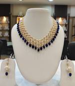 Blue pearl necklace-sets