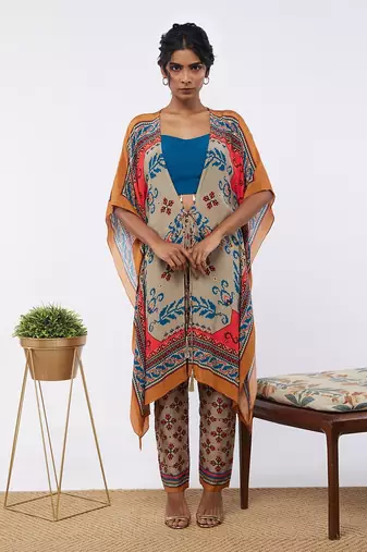 Elements Printed Co-Ord Set With Kaftan Jacket