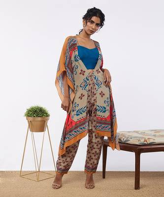 Elements Printed Co-Ord Set With Kaftan Jacket 4
