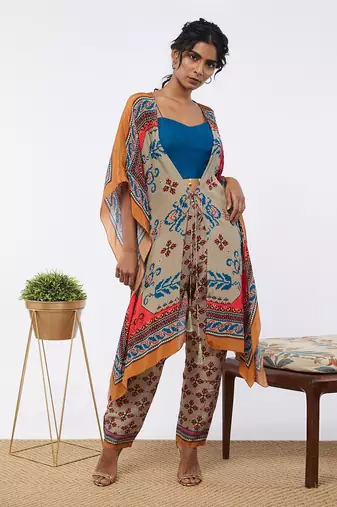 Elements Printed Co-Ord Set With Kaftan Jacket