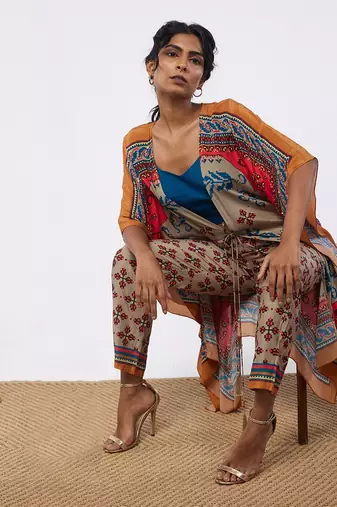 Elements Printed Co-Ord Set With Kaftan Jacket