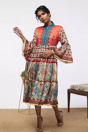 Elements Printed Tiered Dress