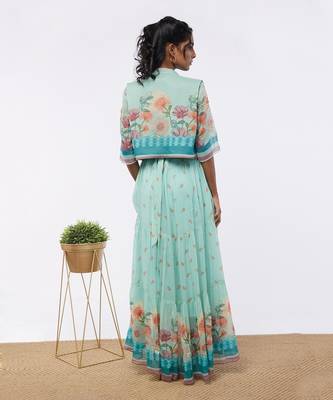 Blooming Bud Printed Tiered Dress With Jacket 5