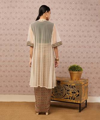Sarouk Printed Drape Skirt Set With Jacket 3