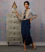 Ikaya Embroidered Drape Dress With Jacket