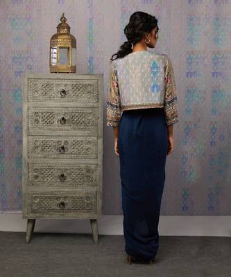 Ikaya Embroidered Drape Dress With Jacket 5